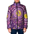 Australia Indigenous World Cancer Day Purple Aboriginal Padded Jacket Butterfly Ribbon