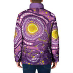 Australia Indigenous World Cancer Day Purple Aboriginal Padded Jacket Butterfly Ribbon