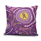 Australia Indigenous World Cancer Day Purple Aboriginal Pillow Cover Butterfly Ribbon