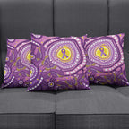Australia Indigenous World Cancer Day Purple Aboriginal Pillow Cover Butterfly Ribbon