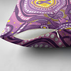 Australia Indigenous World Cancer Day Purple Aboriginal Pillow Cover Butterfly Ribbon