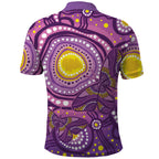 Australia Indigenous World Cancer Day Purple Aboriginal Polo Shirt Butterfly Ribbon