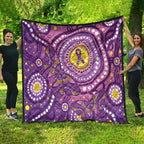 Australia Indigenous World Cancer Day Purple Aboriginal Quilt Butterfly Ribbon