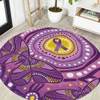 Australia Indigenous World Cancer Day Purple Aboriginal Round Carpet Butterfly Ribbon