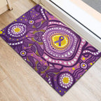 Australia Indigenous World Cancer Day Purple Aboriginal Rubber Doormat Butterfly Ribbon