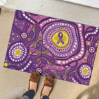 Australia Indigenous World Cancer Day Purple Aboriginal Rubber Doormat Butterfly Ribbon