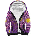 Australia Indigenous World Cancer Day Purple Aboriginal Sherpa Hoodie Butterfly Ribbon