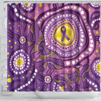 Australia Indigenous World Cancer Day Purple Aboriginal Shower Curtain Butterfly Ribbon