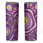 Australia Indigenous World Cancer Day Purple Aboriginal Skinny Tumbler Butterfly Ribbon