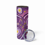 Australia Indigenous World Cancer Day Purple Aboriginal Skinny Tumbler Butterfly Ribbon
