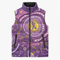 Australia Indigenous World Cancer Day Purple Aboriginal Sleeveless Puffer Jacket Butterfly Ribbon