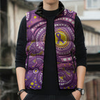 Australia Indigenous World Cancer Day Purple Aboriginal Sleeveless Puffer Jacket Butterfly Ribbon