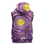 Australia Indigenous World Cancer Day Purple Aboriginal Sleeveless Zip Hoodie Butterfly Ribbon