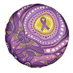 Australia Indigenous World Cancer Day Purple Aboriginal Spare Tire Cover Butterfly Ribbon