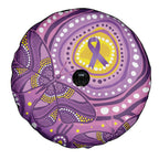 Australia Indigenous World Cancer Day Purple Aboriginal Spare Tire Cover Butterfly Ribbon