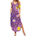 Australia Indigenous World Cancer Day Purple Aboriginal Summer Maxi Dress Butterfly Ribbon