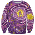 Australia Indigenous World Cancer Day Purple Aboriginal Sweatshirt Butterfly Ribbon