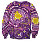 Australia Indigenous World Cancer Day Purple Aboriginal Sweatshirt Butterfly Ribbon