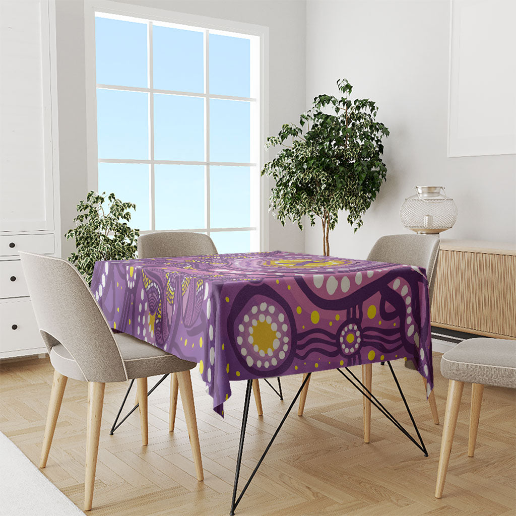 Australia Indigenous World Cancer Day Purple Aboriginal Tablecloth Butterfly Ribbon