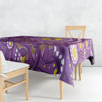Australia Indigenous World Cancer Day Purple Aboriginal Tablecloth Butterfly Ribbon