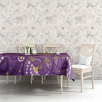 Australia Indigenous World Cancer Day Purple Aboriginal Tablecloth Butterfly Ribbon