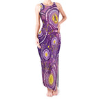 Australia Indigenous World Cancer Day Purple Aboriginal Tank Maxi Dress Butterfly Ribbon
