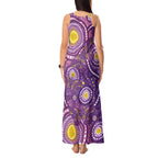 Australia Indigenous World Cancer Day Purple Aboriginal Tank Maxi Dress Butterfly Ribbon