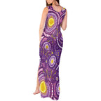 Australia Indigenous World Cancer Day Purple Aboriginal Tank Maxi Dress Butterfly Ribbon