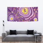 Australia Indigenous World Cancer Day Purple Aboriginal Tapestry Butterfly Ribbon