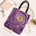 Australia Indigenous World Cancer Day Purple Aboriginal Tote Bag Butterfly Ribbon