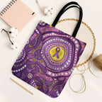 Australia Indigenous World Cancer Day Purple Aboriginal Tote Bag Butterfly Ribbon
