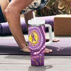 Australia Indigenous World Cancer Day Purple Aboriginal Tumbler With Handle Butterfly Ribbon