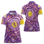Australia Indigenous World Cancer Day Purple Aboriginal Women Polo Shirt Butterfly Ribbon