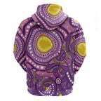 Australia Indigenous World Cancer Day Purple Aboriginal Zip Hoodie Butterfly Ribbon