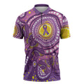Australia Indigenous World Cancer Day Purple Aboriginal Zipper Polo Shirt Butterfly Ribbon