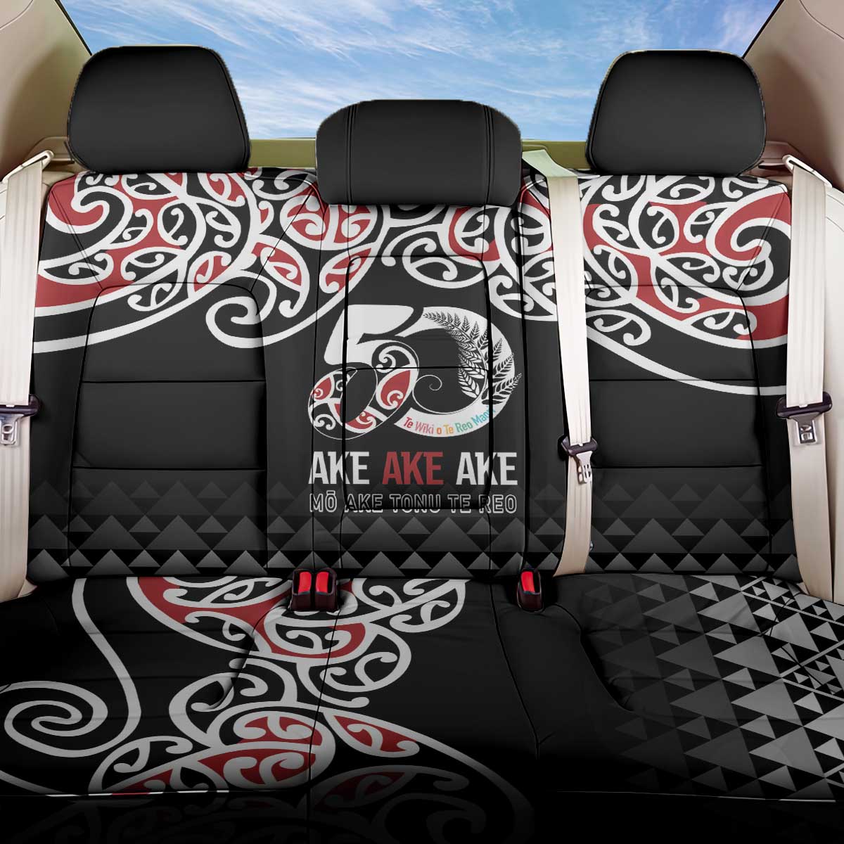 Kia Kaha Te Reo Maori Back Car Seat Cover 50 Years Mo Ake Tonu Te Reo - Aussie Hoodie