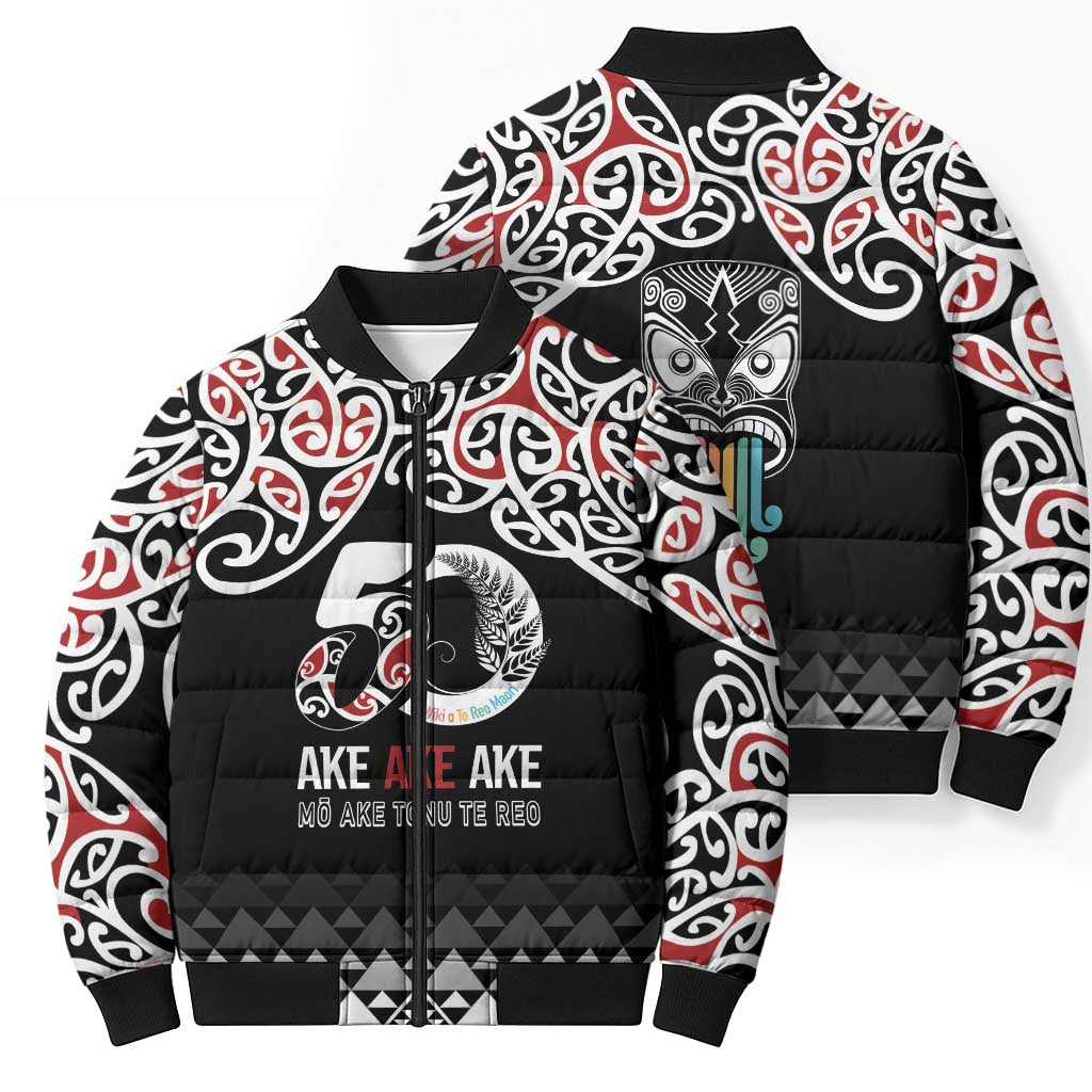 Kia Kaha Te Reo Maori Bomber Puffer Jacket 50 Years Mo Ake Tonu Te Reo - Aussie Hoodie