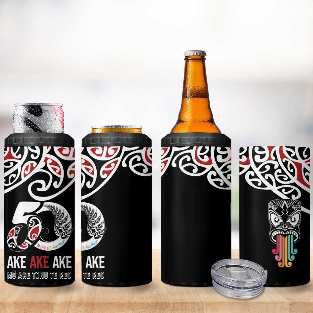 Kia Kaha Te Reo Maori 4 in 1 Can Cooler Tumbler 50 Years Mo Ake Tonu Te Reo - Aussie Hoodie