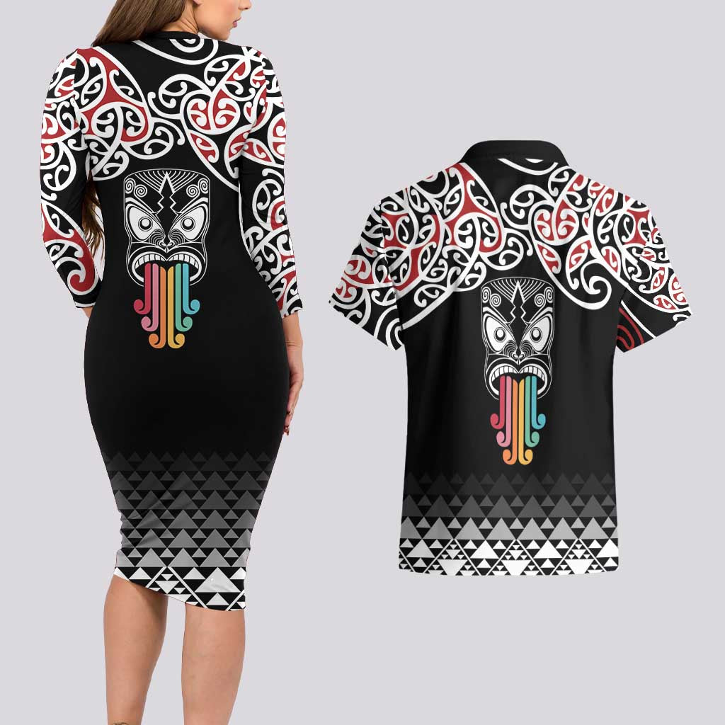 Kia Kaha Te Reo Maori Couples Matching Long Sleeve Bodycon Dress and Hawaiian Shirt 50 Years Mo Ake Tonu Te Reo - Aussie Hoodie