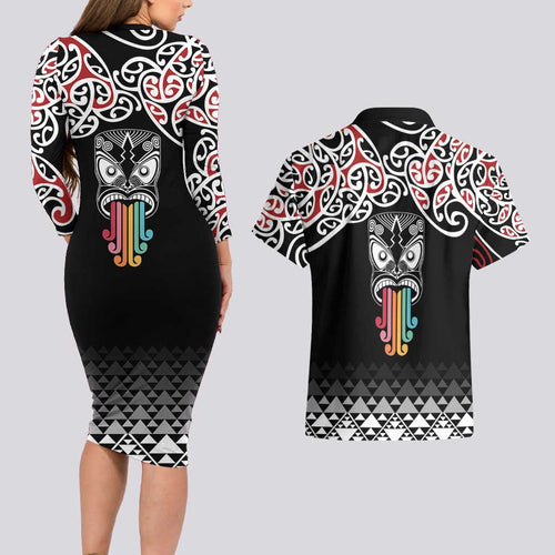 Kia Kaha Te Reo Maori Couples Matching Long Sleeve Bodycon Dress and Hawaiian Shirt 50 Years Mo Ake Tonu Te Reo - Aussie Hoodie