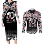Kia Kaha Te Reo Maori Couples Matching Long Sleeve Bodycon Dress and Long Sleeve Button Shirt 50 Years Mo Ake Tonu Te Reo - Aussie Hoodie
