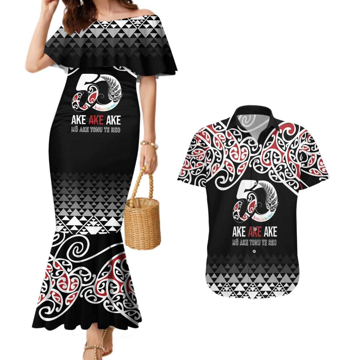 Kia Kaha Te Reo Maori Couples Matching Mermaid Dress and Hawaiian Shirt 50 Years Mo Ake Tonu Te Reo - Aussie Hoodie