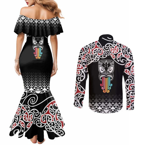 Kia Kaha Te Reo Maori Couples Matching Mermaid Dress and Long Sleeve Button Shirt 50 Years Mo Ake Tonu Te Reo - Aussie Hoodie