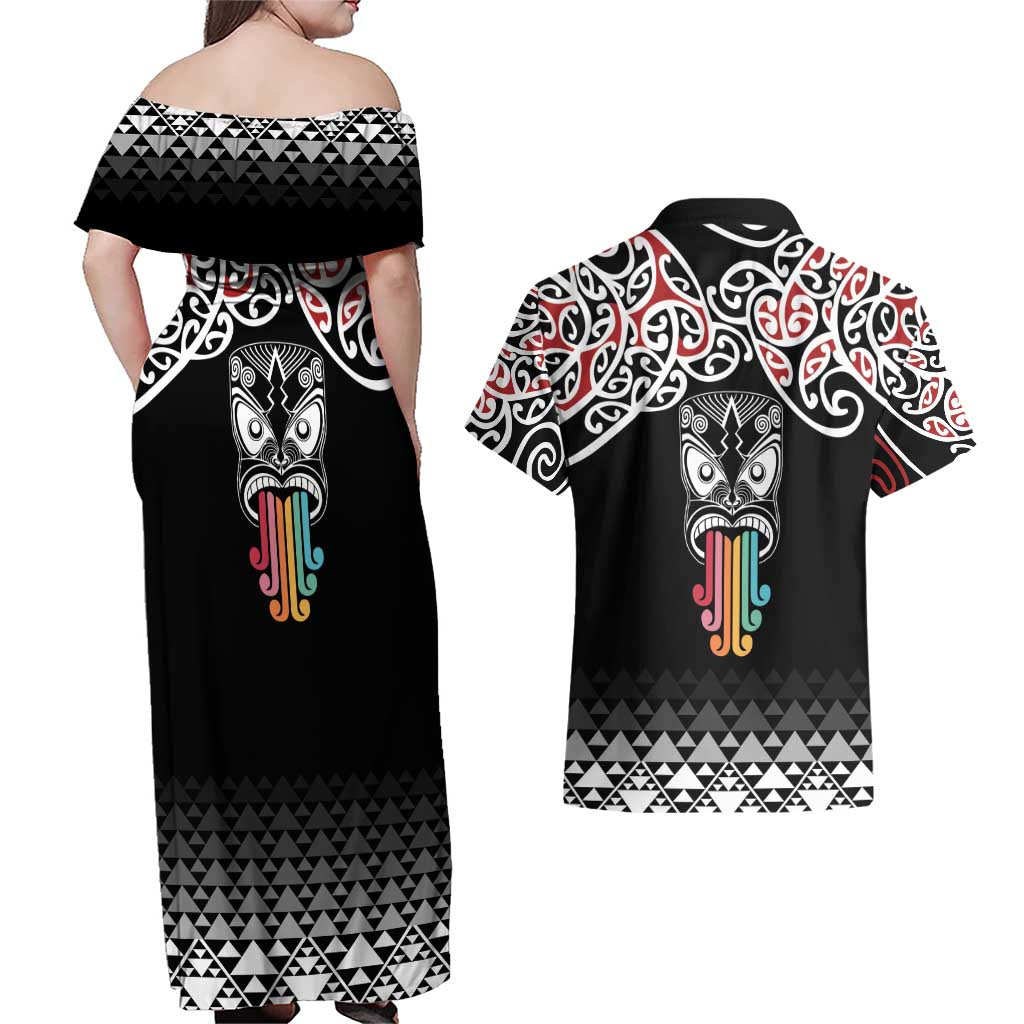 Kia Kaha Te Reo Maori Couples Matching Off Shoulder Maxi Dress and Hawaiian Shirt 50 Years Mo Ake Tonu Te Reo - Aussie Hoodie