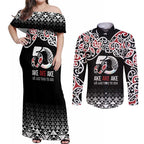 Kia Kaha Te Reo Maori Couples Matching Off Shoulder Maxi Dress and Long Sleeve Button Shirt 50 Years Mo Ake Tonu Te Reo - Aussie Hoodie