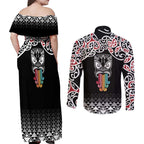 Kia Kaha Te Reo Maori Couples Matching Off Shoulder Maxi Dress and Long Sleeve Button Shirt 50 Years Mo Ake Tonu Te Reo - Aussie Hoodie