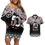 Kia Kaha Te Reo Maori Couples Matching Off Shoulder Short Dress and Hawaiian Shirt 50 Years Mo Ake Tonu Te Reo - Aussie Hoodie