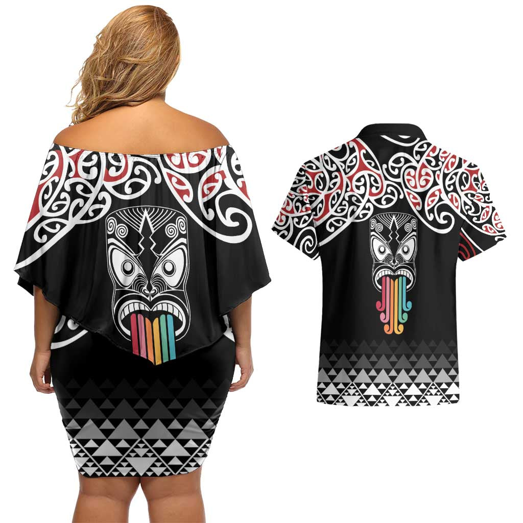 Kia Kaha Te Reo Maori Couples Matching Off Shoulder Short Dress and Hawaiian Shirt 50 Years Mo Ake Tonu Te Reo - Aussie Hoodie