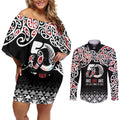 Kia Kaha Te Reo Maori Couples Matching Off Shoulder Short Dress and Long Sleeve Button Shirt 50 Years Mo Ake Tonu Te Reo - Aussie Hoodie