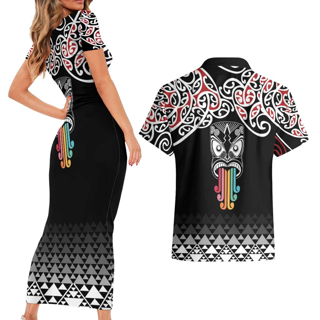 Kia Kaha Te Reo Maori Couples Matching Short Sleeve Bodycon Dress and Hawaiian Shirt 50 Years Mo Ake Tonu Te Reo - Aussie Hoodie